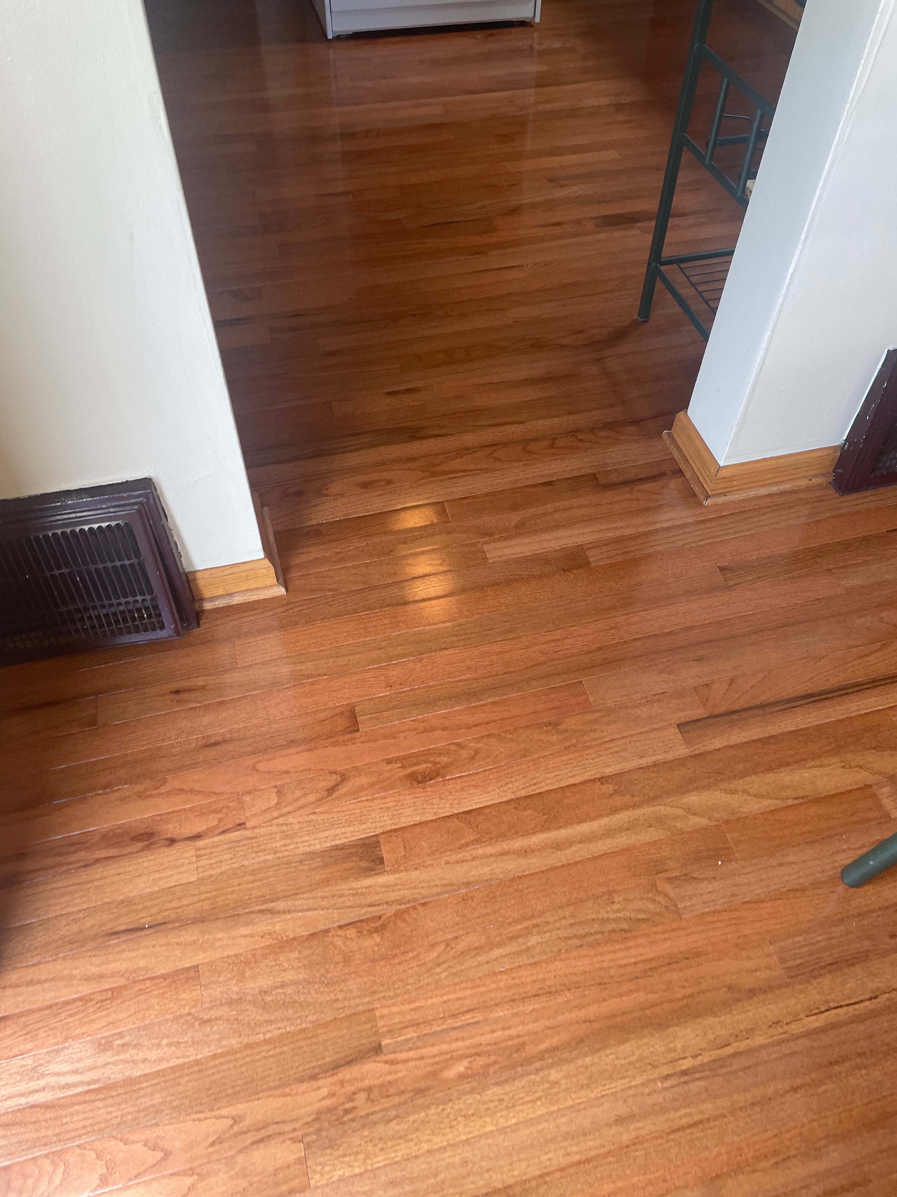 Hardwood across an adjoining doorway