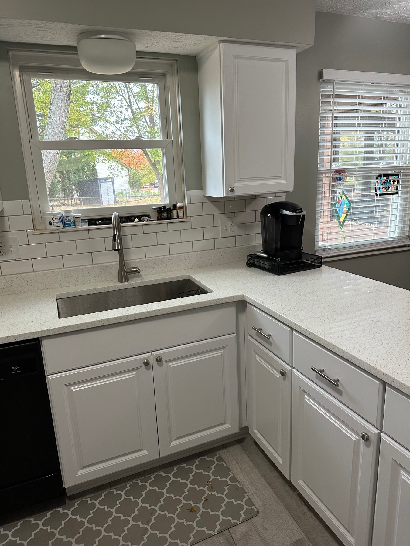 Finished kitchen sink, backsplash and countertop