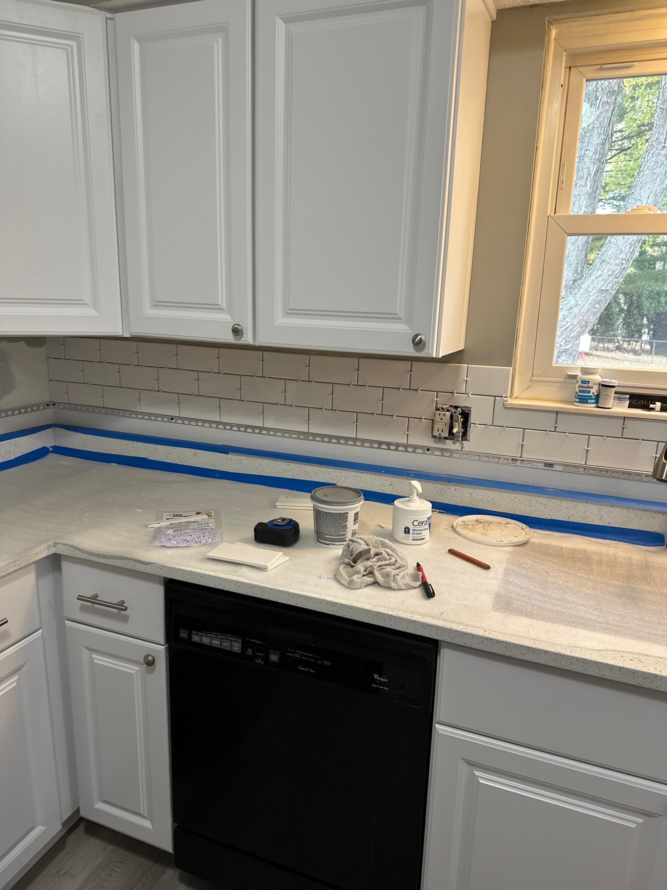 Countertop work — during construction