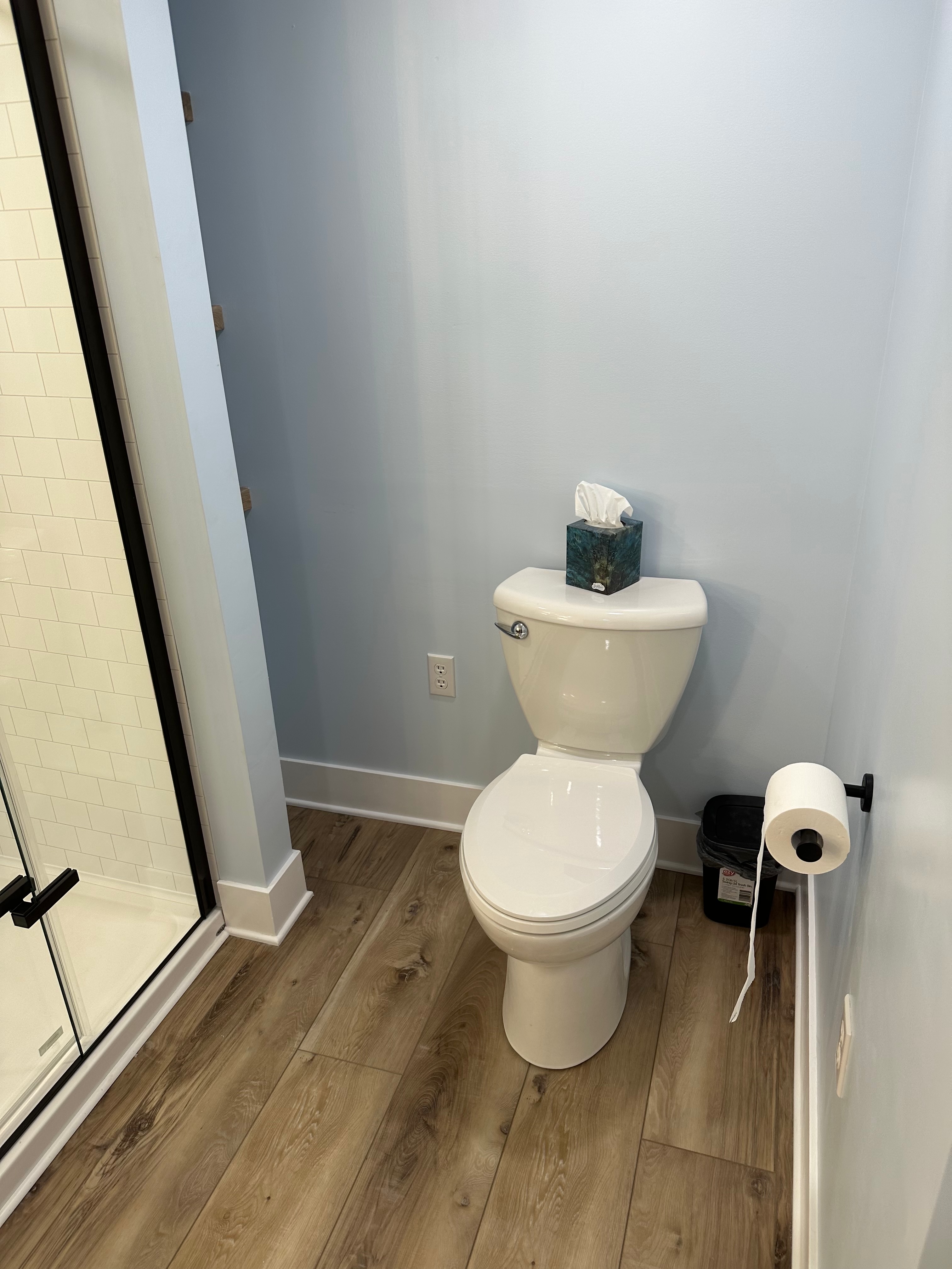 Shower tile and plank floor — finished